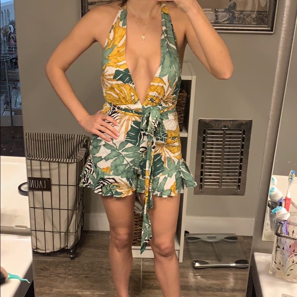 Tropical print romper